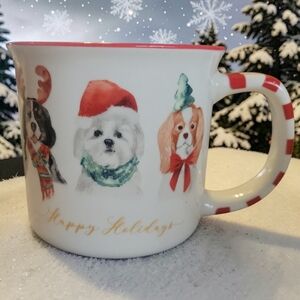 NWT Christmas Dog Puppy Holiday Ceramic Large Soup Cup Mug Coffee/Cocoa, 18.4 Oz